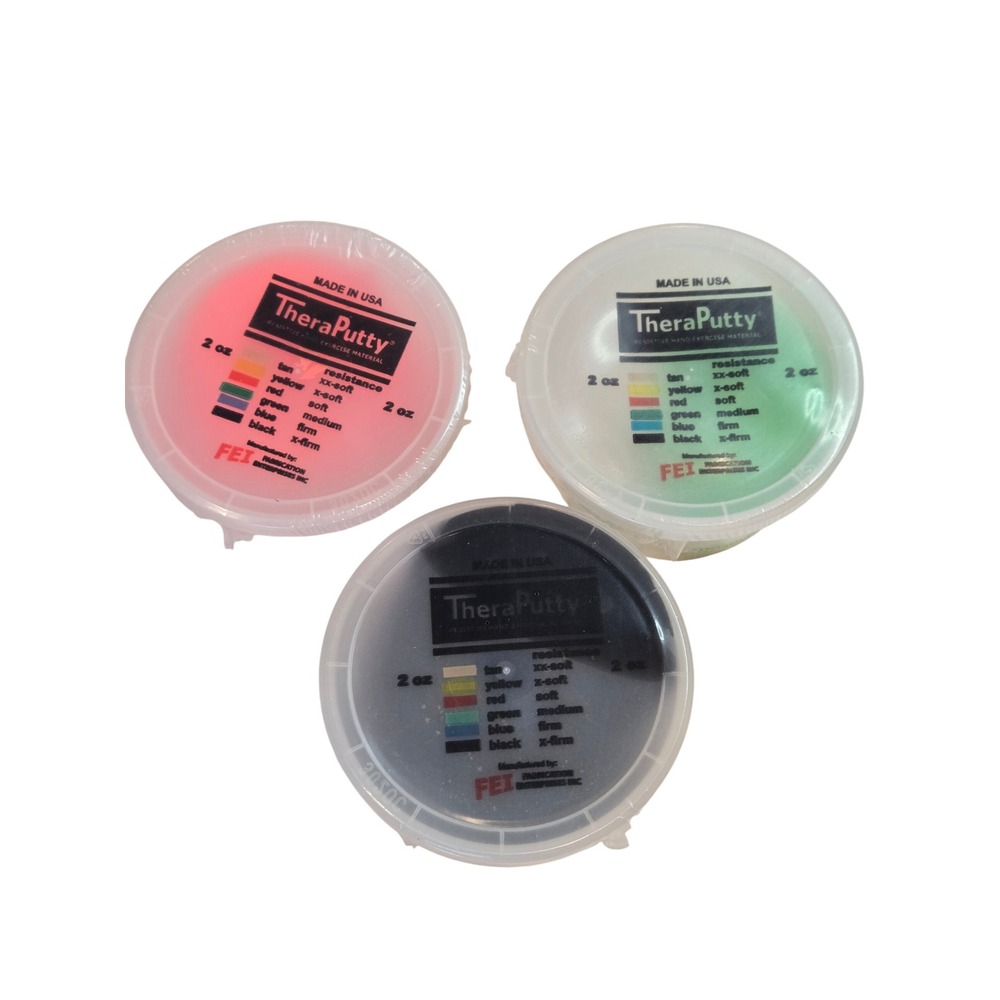 TheraPutty Hand Exercise Material Set 3‎ Pack Red Green Black 2oz Each NEW
